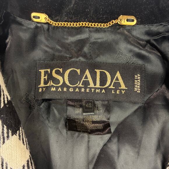 Vintage Escada Margaretha Ley Gingham Blazer Wool Cashmere Old Money Mob Wife - Picture 2 of 13